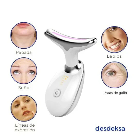 Masajeador Facial LED con 3 Modos de Vibración y Calor